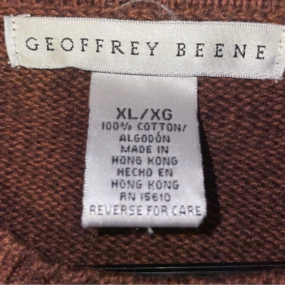 Geoffrey Beene unisex XL/XG 100% Cotton pullover brown knit sweater - Picture 4 of 6